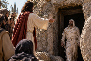 Jesus raising Lazarus