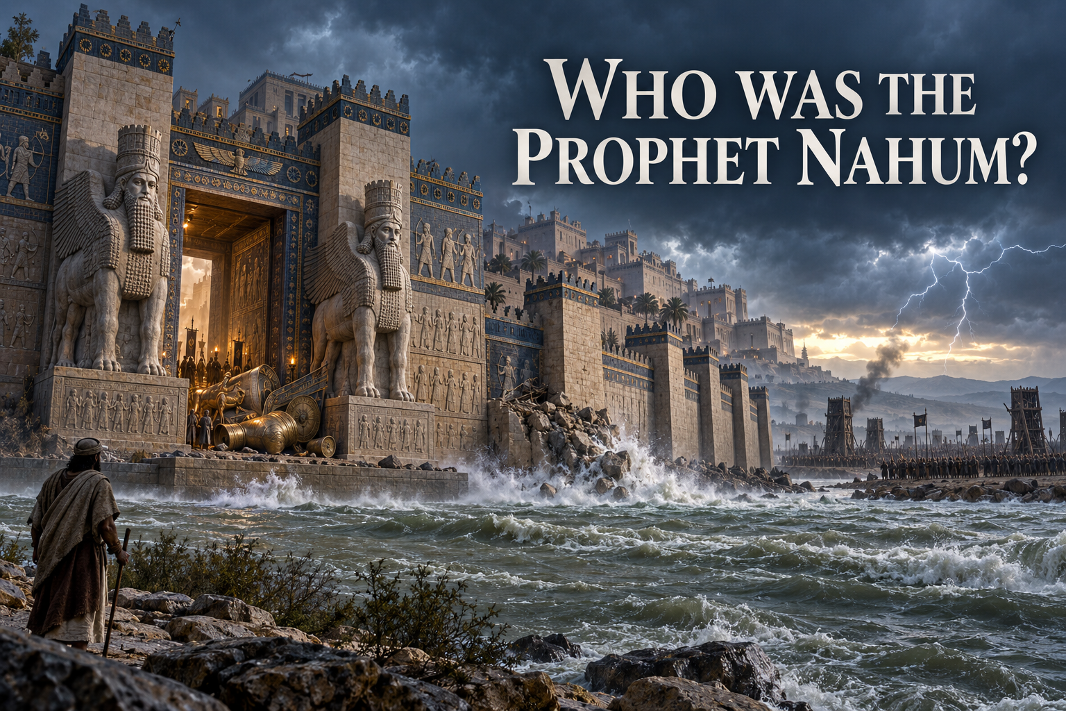 Storm and flood strike Nineveh's walls as besieging armies gather across the river