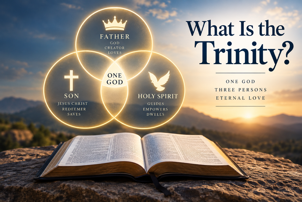 Trinity illustrated as one God in three Persons: Father, Son, and Holy Spirit